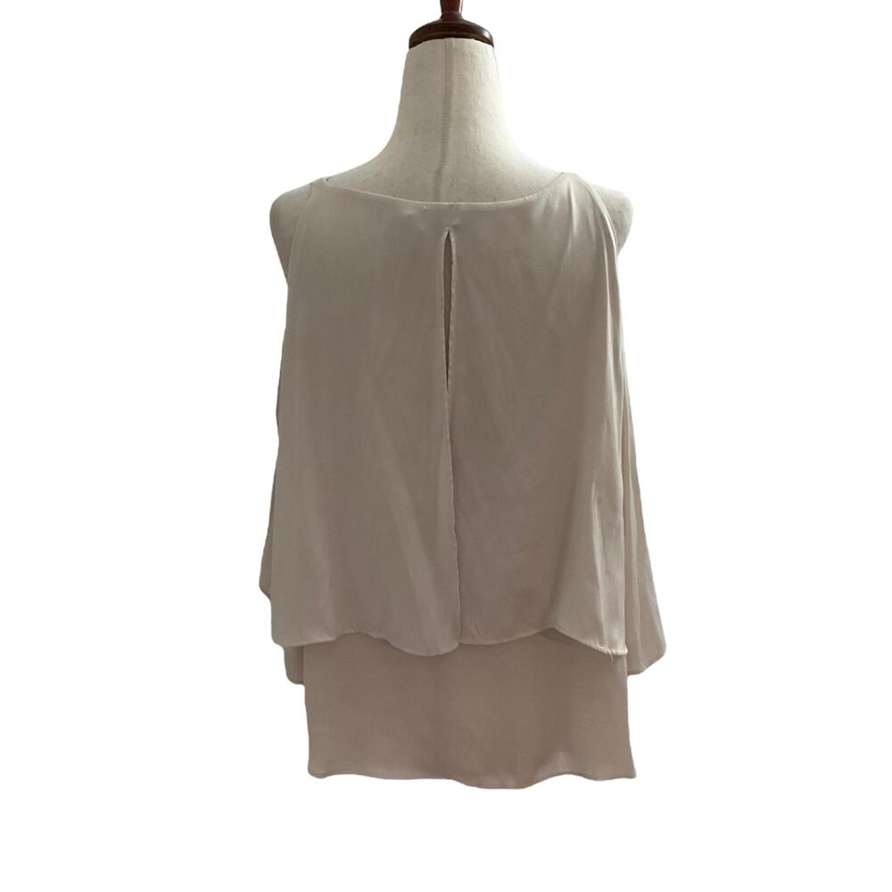 ASTR Off White Cold Shoulder Satin 3/4 Sleeve Crop Top Women Size Medium | 25-11